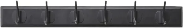 EDGY coat rack, 6 hooks - black w. black finish