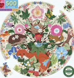 eeBoo - Rundt puslespil 500 brk - Woodland Creatures