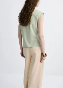 Embroidered cutwork cotton T-shirt