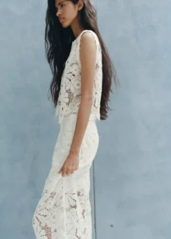 Embroidered top with openwork detai