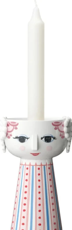 Eva Lysestage H14 cm støvet rød