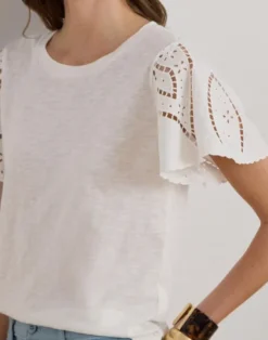 Eyelet Cotton Jersey & Broadcloth Top