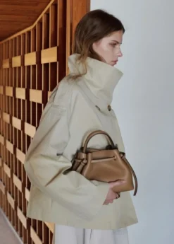 Faux-leather bucket handbag