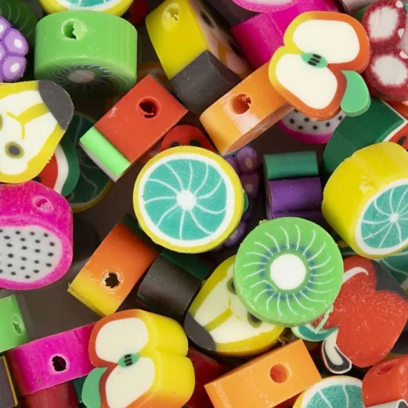 Figurperler, Frugt, diam. 10 mm, hulstr. 1,5 mm, 60 stk.