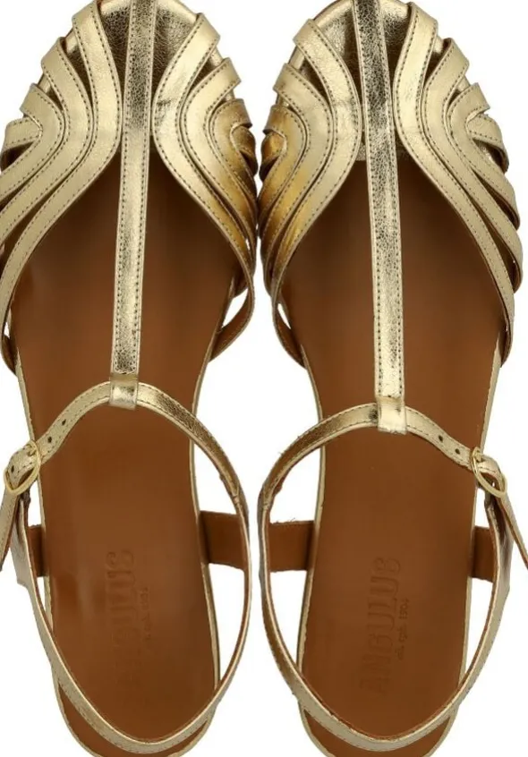 Flad sandal med smuk organisk frontdetalje