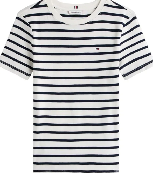 Flag Embroidery Crew Neck Slim T-Shirt
