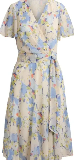 Floral Crinkle Georgette Surplice Dress