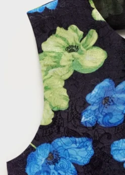 Floral-print open-back cropped blou