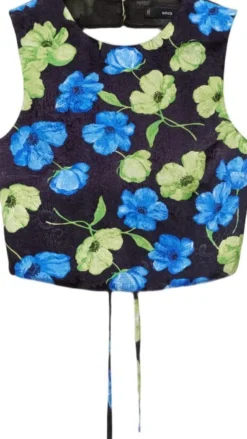 Floral-print open-back cropped blou