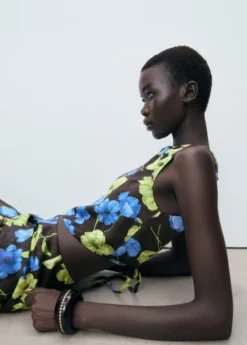Floral-print open-back cropped blou