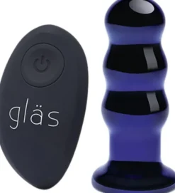 GLAS - RECHARGEABLE REMOTE CONTROLLED VIBRATING BEADED BUTTP