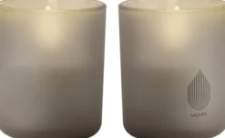 Glass Candle, Sandstone, 2-pack, 6x7 cm