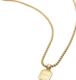 Gold Necklace with Square Blue Lapis Pendant