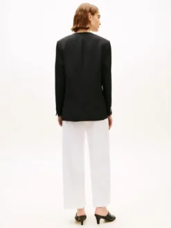 Gold-Tone Button Relaxed Linen Blend Blazer