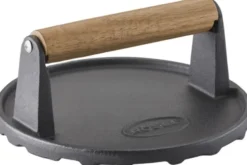 Grillpress 17,7 x 7,5 cm Gjutjärn/valnötträ