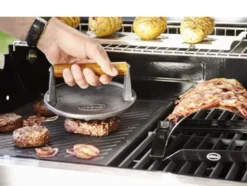 Grillpress 17,7 x 7,5 cm Gjutjärn/valnötträ
