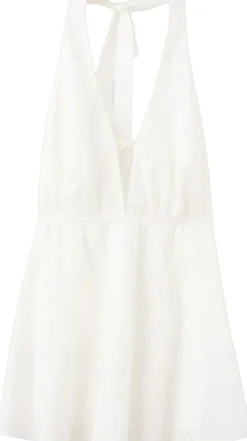 Halter dress with lace embroidery