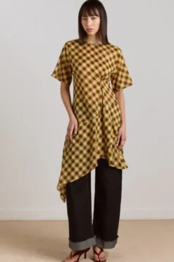 HARMONY MIDI DRESS - CHOC AVO GINGHAM