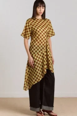 HARMONY MIDI DRESS - CHOC AVO GINGHAM
