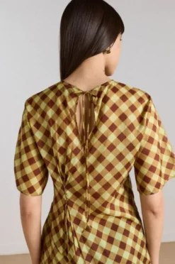 HARMONY MIDI DRESS - CHOC AVO GINGHAM