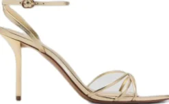Heeled sandal with crossed straps