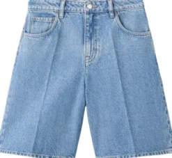 High-waist straight-fit denim short