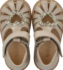 Hjertesandal med glitter og velcrolukning