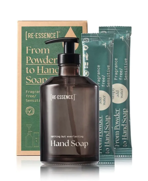 Håndsæbe - Glasdispenser + 2 Refills (Parfume fri/Sensitiv)