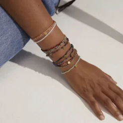 INDIE bracelet brown, gold-plated