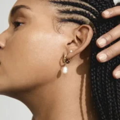 JONNE pearl earrings, 2-in-1 set, gold-plated