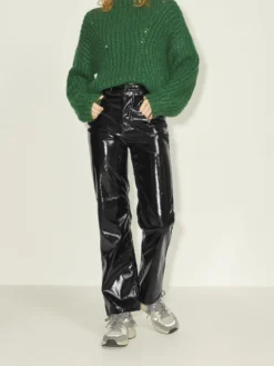 JXKENYA HW STRAIGHT FAUX LEAT PANTS