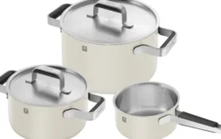 Kastrull & stekpanna set, 3-st, 18/10 Rostfritt stål