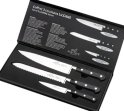 Knivset Licorne 3 delar Stål/Svart
