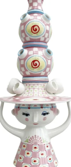 Lady with hat Vase H50 cm pink