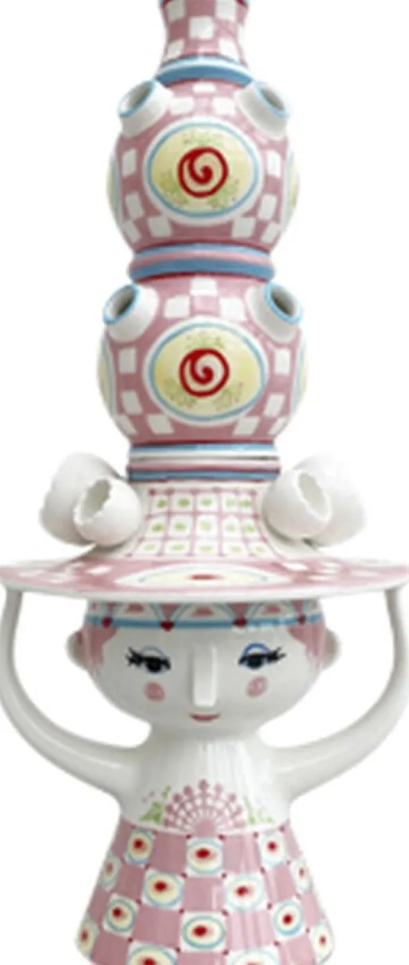 Lady with hat Vase H50 cm pink