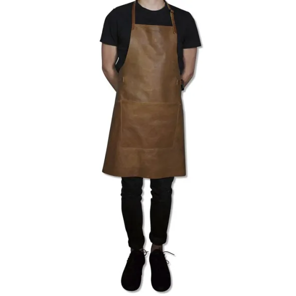 Læderforklæde BBQ Style Apron Vintage Camel