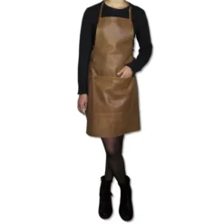 Læderforklæde BBQ Style Apron Vintage Camel