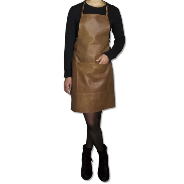 Læderforklæde BBQ Style Apron Vintage Camel