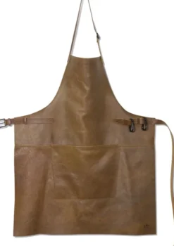 Læderforklæde BBQ Style Apron Vintage Camel