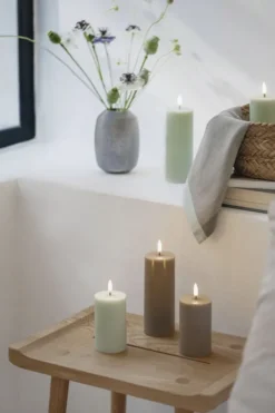 LED pillar candle, Sandstone, Smooth, 5,8x15,2 cm