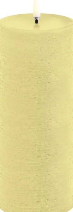 LED pillar candle, Wheat Yellow, Rustic, 7,8x20,3 cm