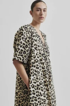 Leoa Poplin Leopard Maxi Kjole