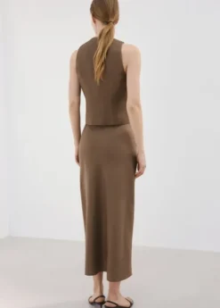 Linen-blend straight skirt