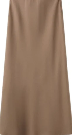 Linen-blend straight skirt