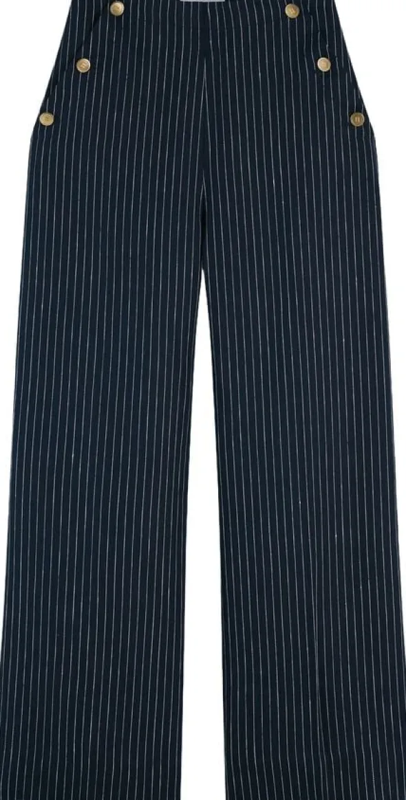 LINEN NAUTICAL STRIPE GB WIDELEG