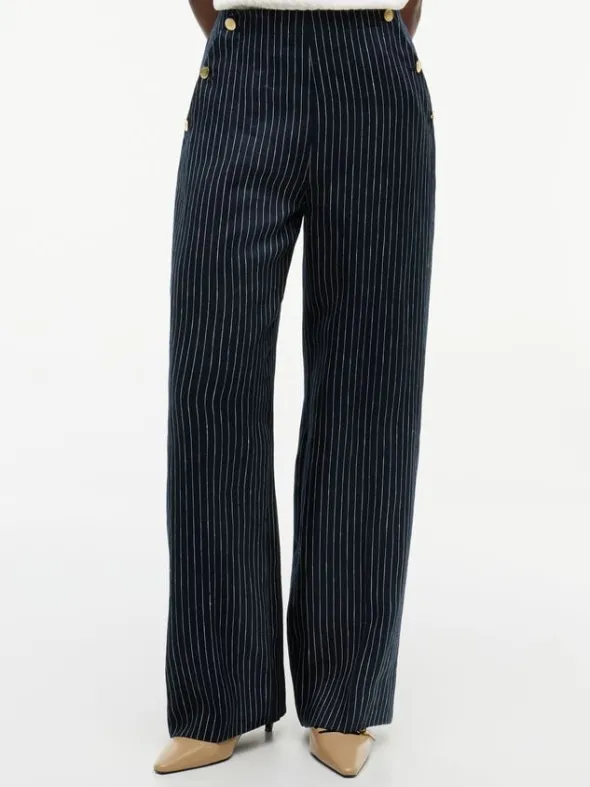 LINEN NAUTICAL STRIPE GB WIDELEG