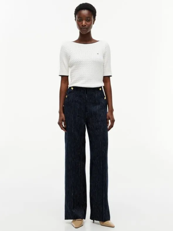 LINEN NAUTICAL STRIPE GB WIDELEG
