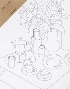 Malerlærred med print, Morgenbord, str. 24x30 cm.