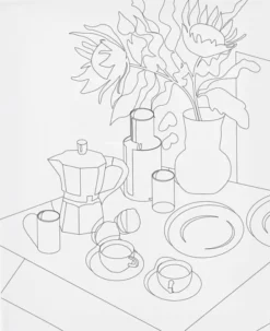 Malerlærred med print, Morgenbord, str. 24x30 cm.