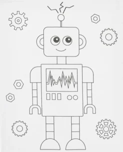 Malerlærred med print, Robot, str. 24x30 cm.